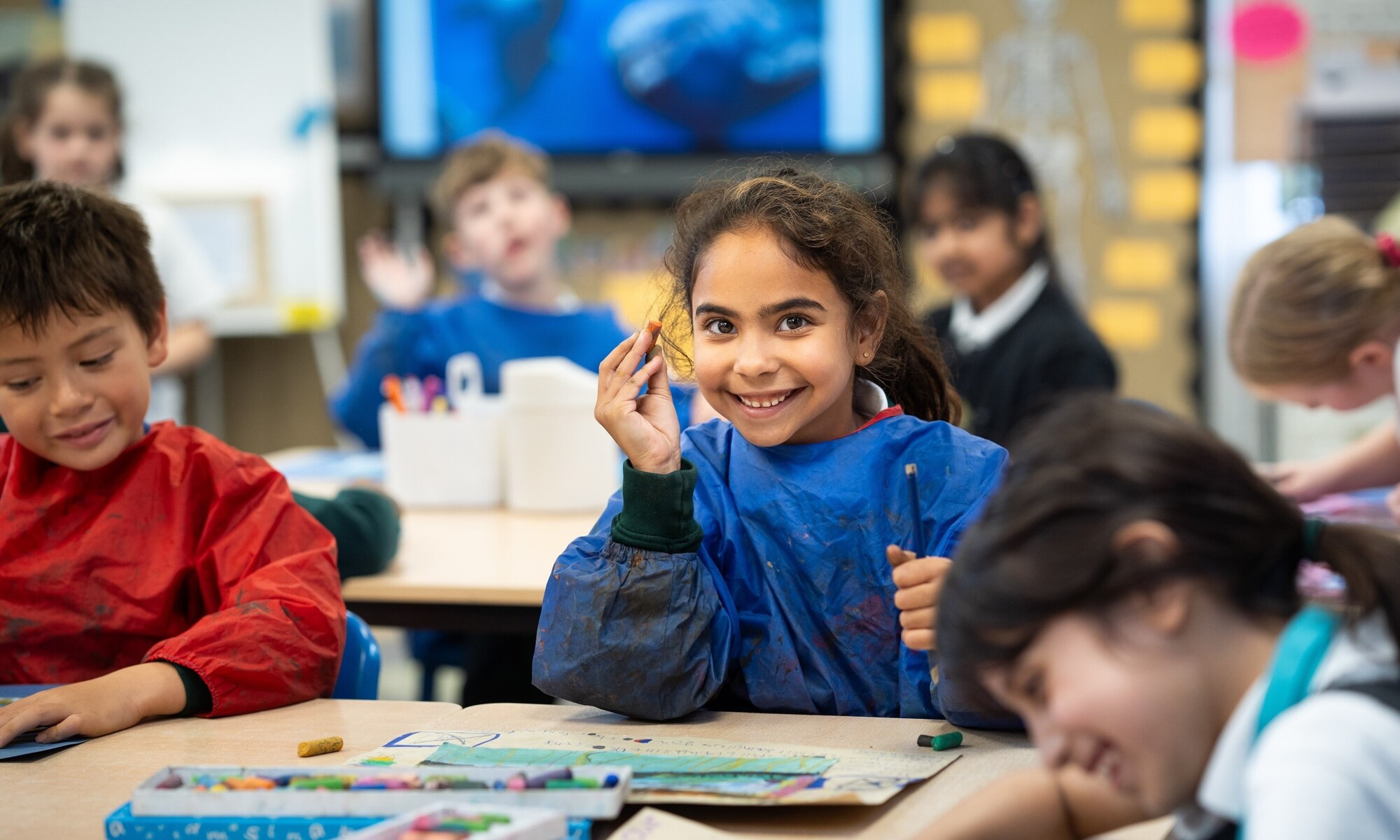 Bromet Primary School Student in Art Class