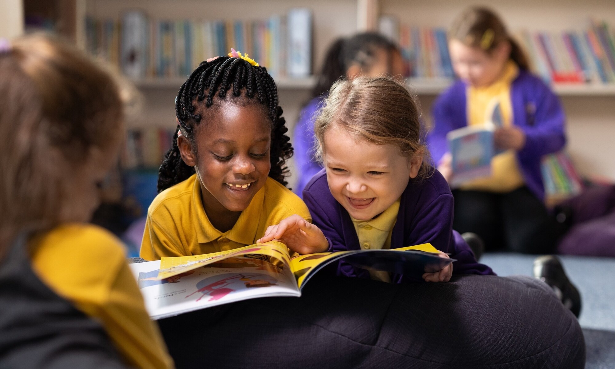 Meryfield Community Primary School Students Reading in Library