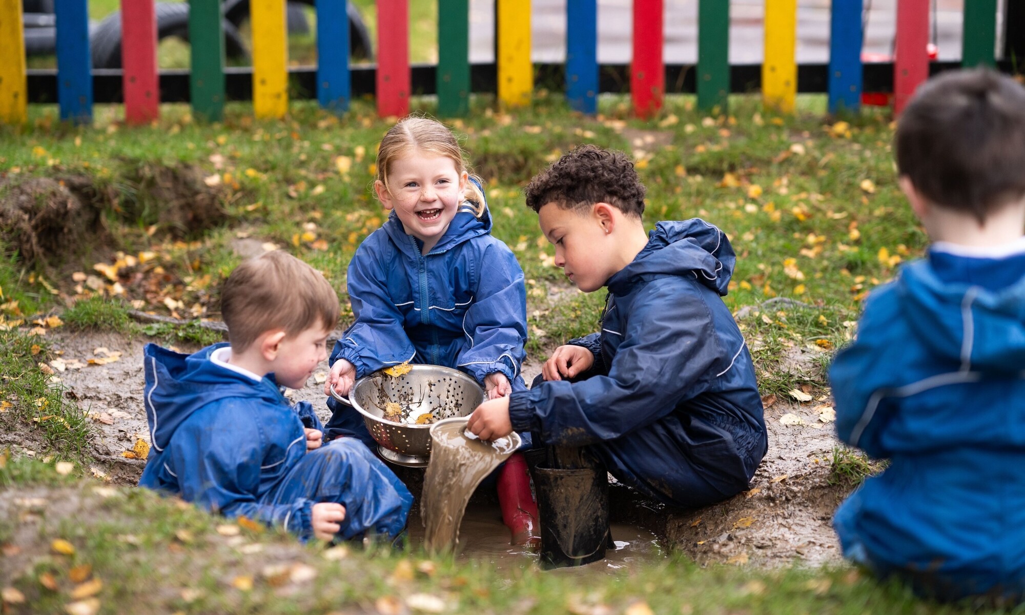 Oxhey Wood Primary School Students Working Together Outside