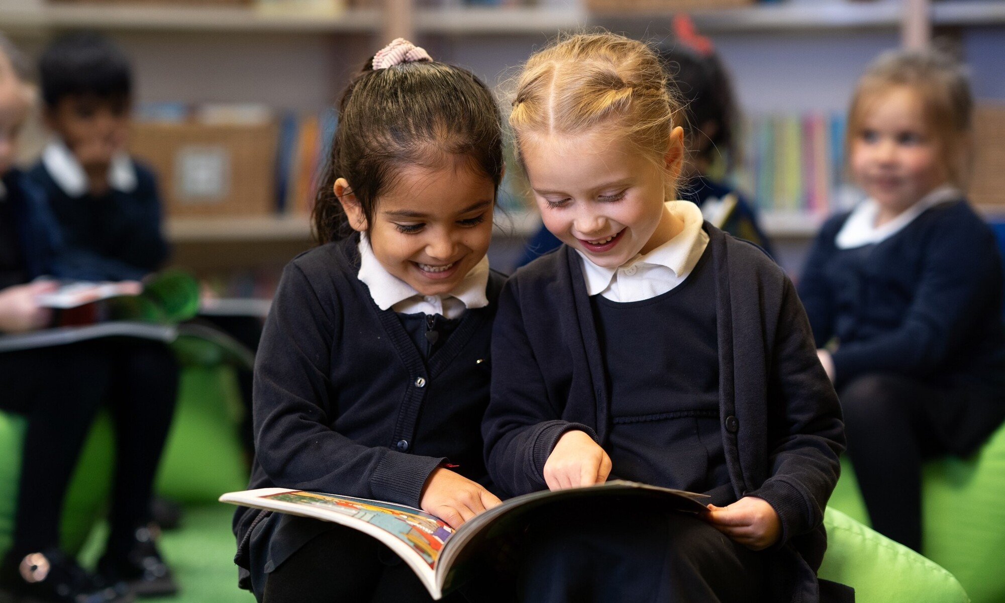 Oxhey Wood Primary School Students Reading in the Library