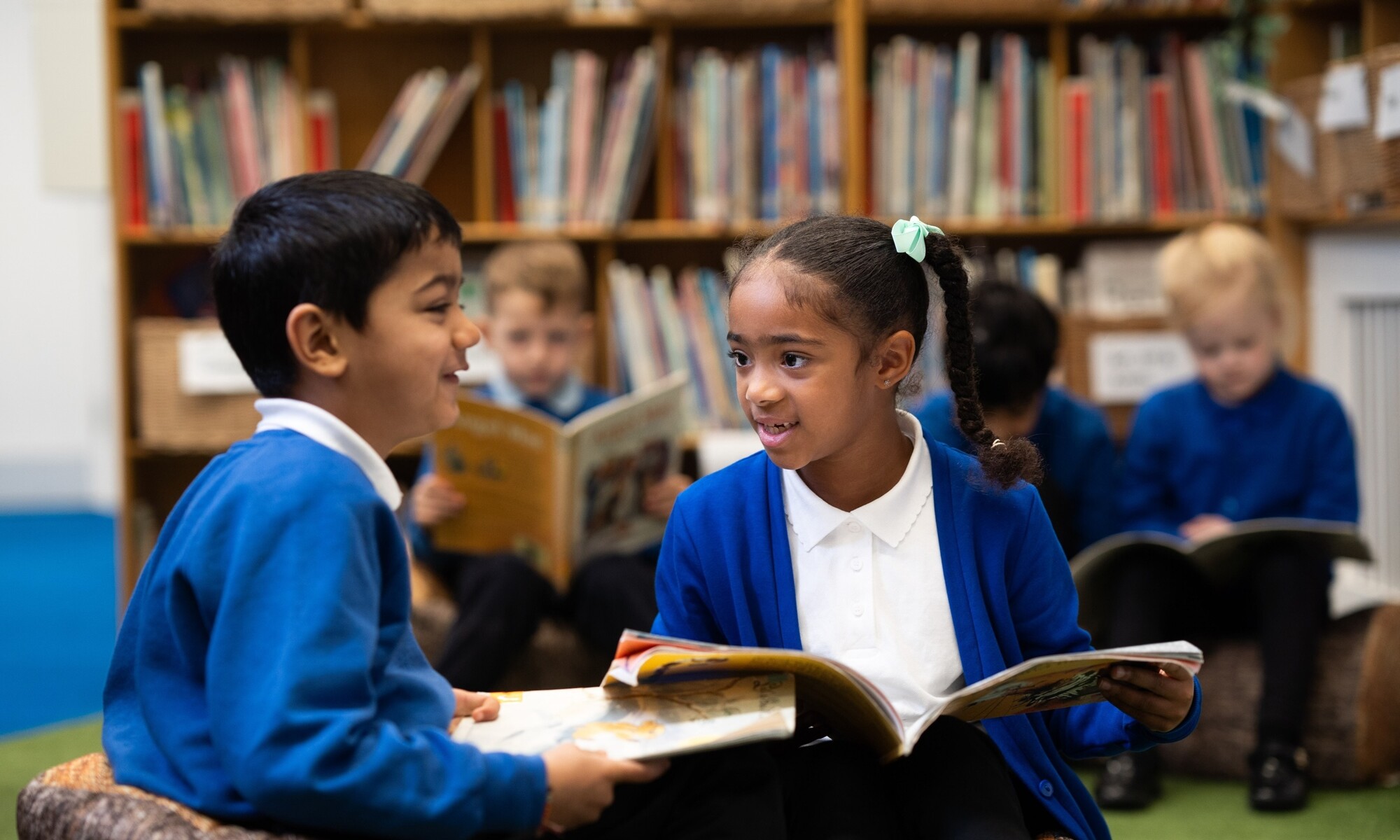 Warren Dell Primary School pupils in the library