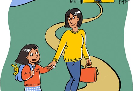 Starting Reception on way to school