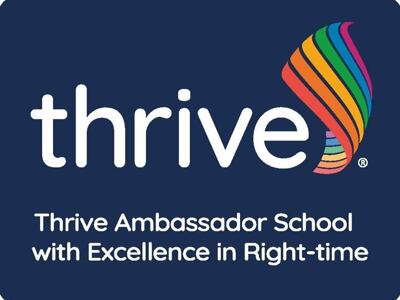 Thrive excellence in right time logo digital