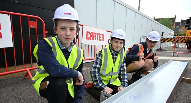 Pupils make their mark on the new extension of their school Image