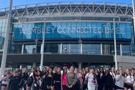 Enrichment: Students outside Wembley Stadium