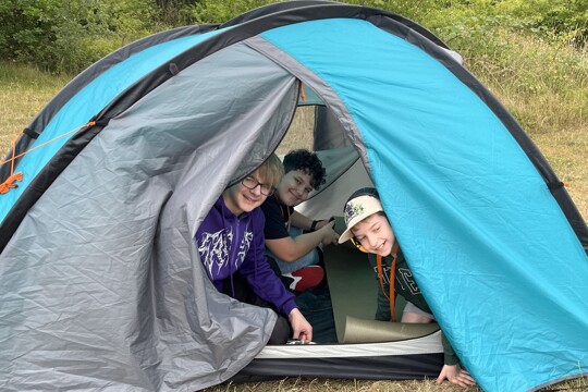 Enrichment: Students built a tent and camp in the wilderness