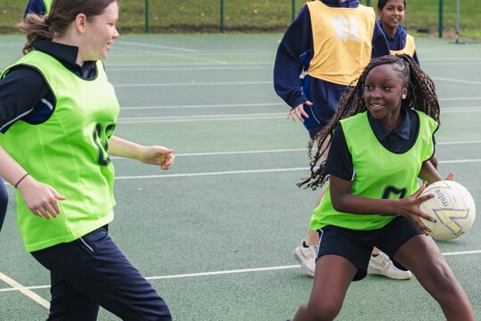 Students playing netball