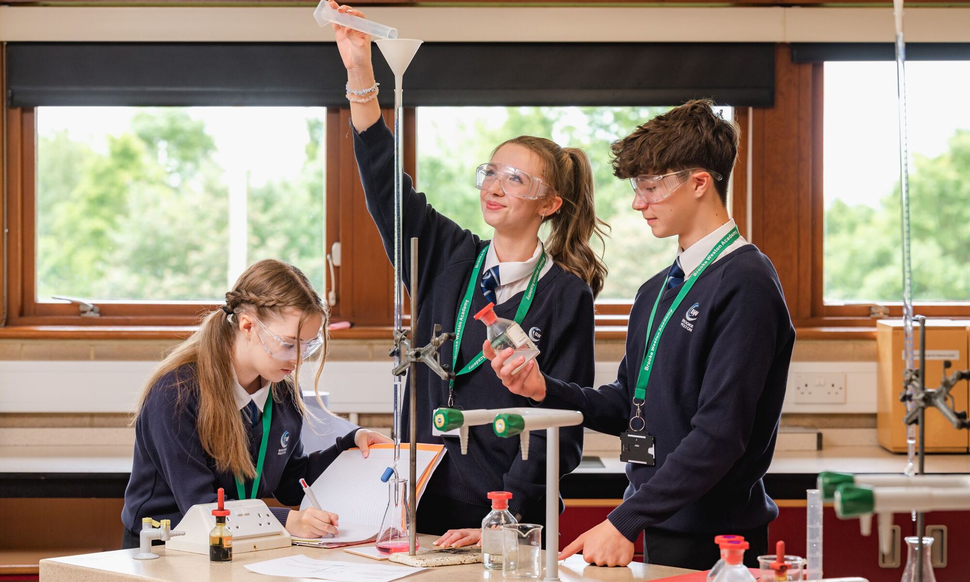 Brooke Weston Trust pupils conducting a science experiment