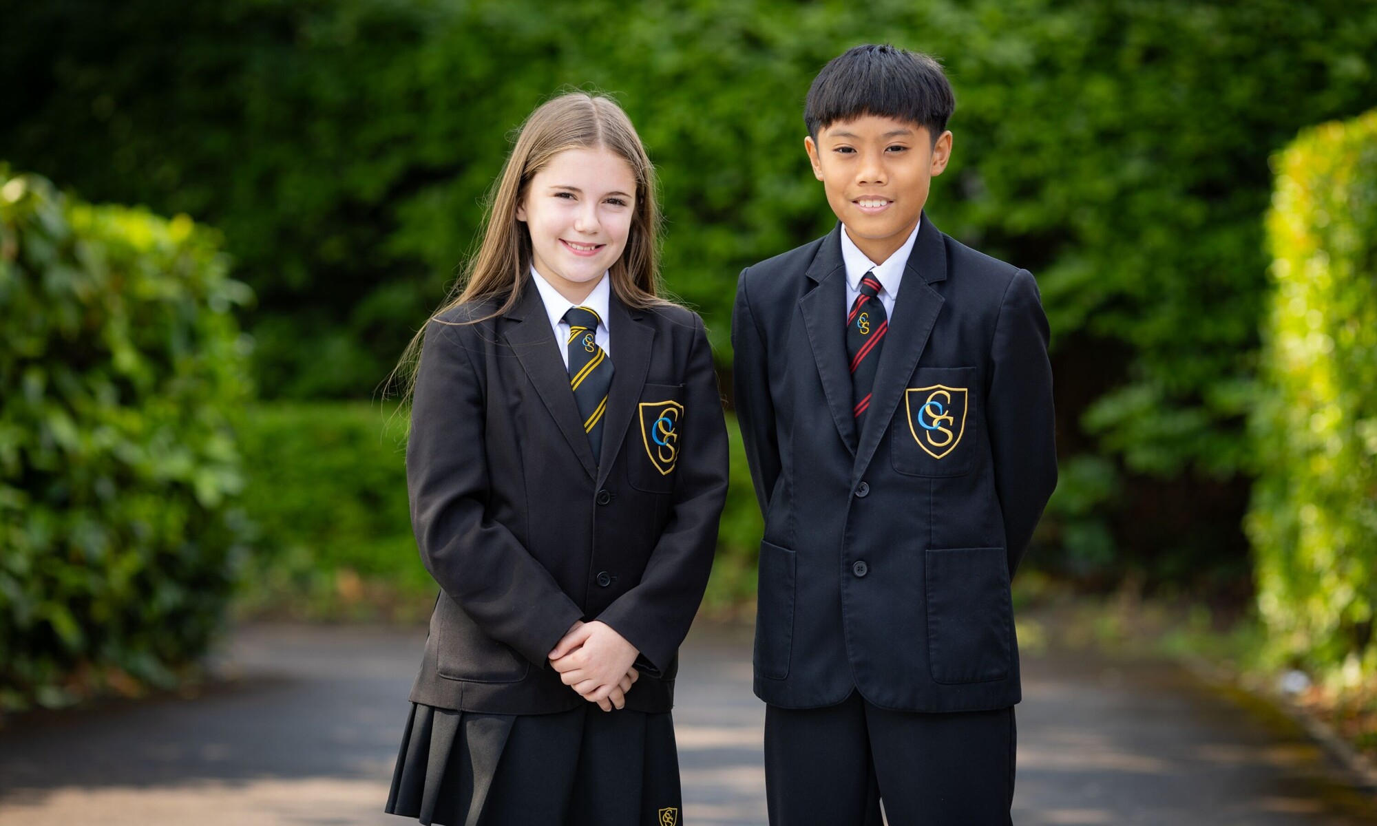 Cove school students outside