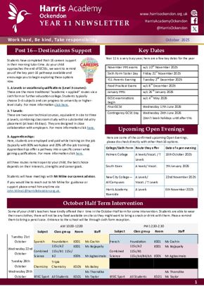 Yr 11 Newsletter, Autumn Term 2 2025