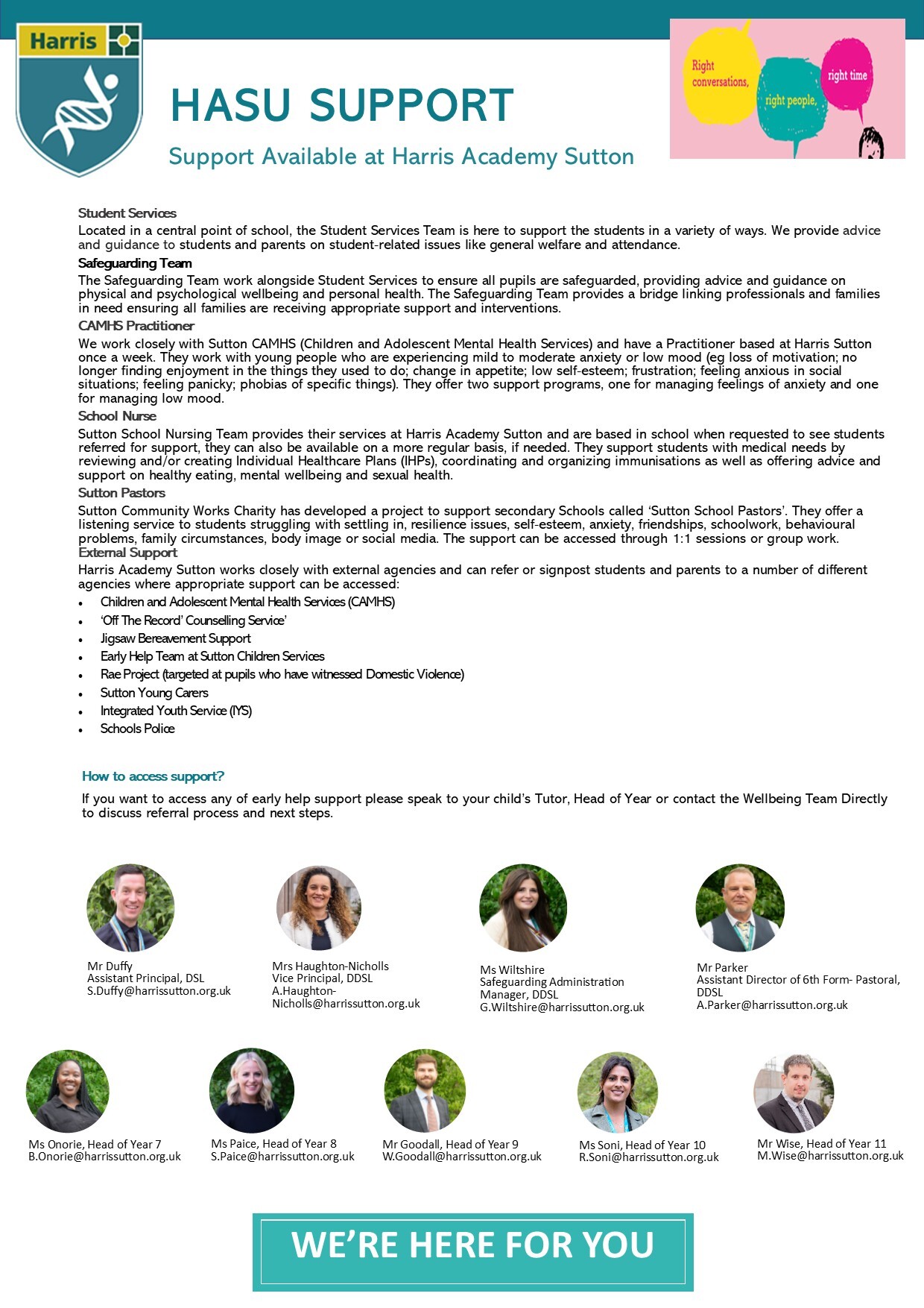 HASU EARLY SUPPORT poster 2025 26