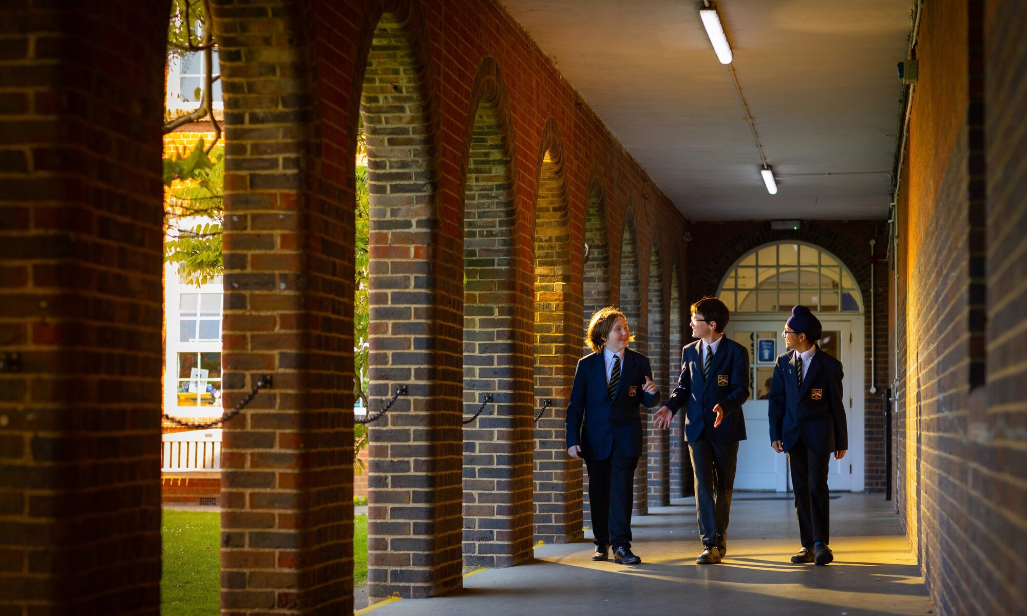 Hitchin Boys' School pupils on the school grounds