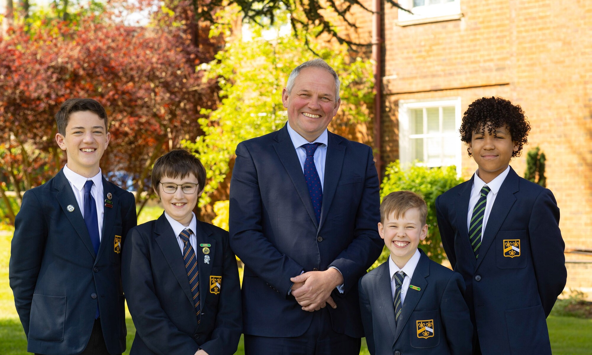 Hitchin Boys' School pupils with the headteacher