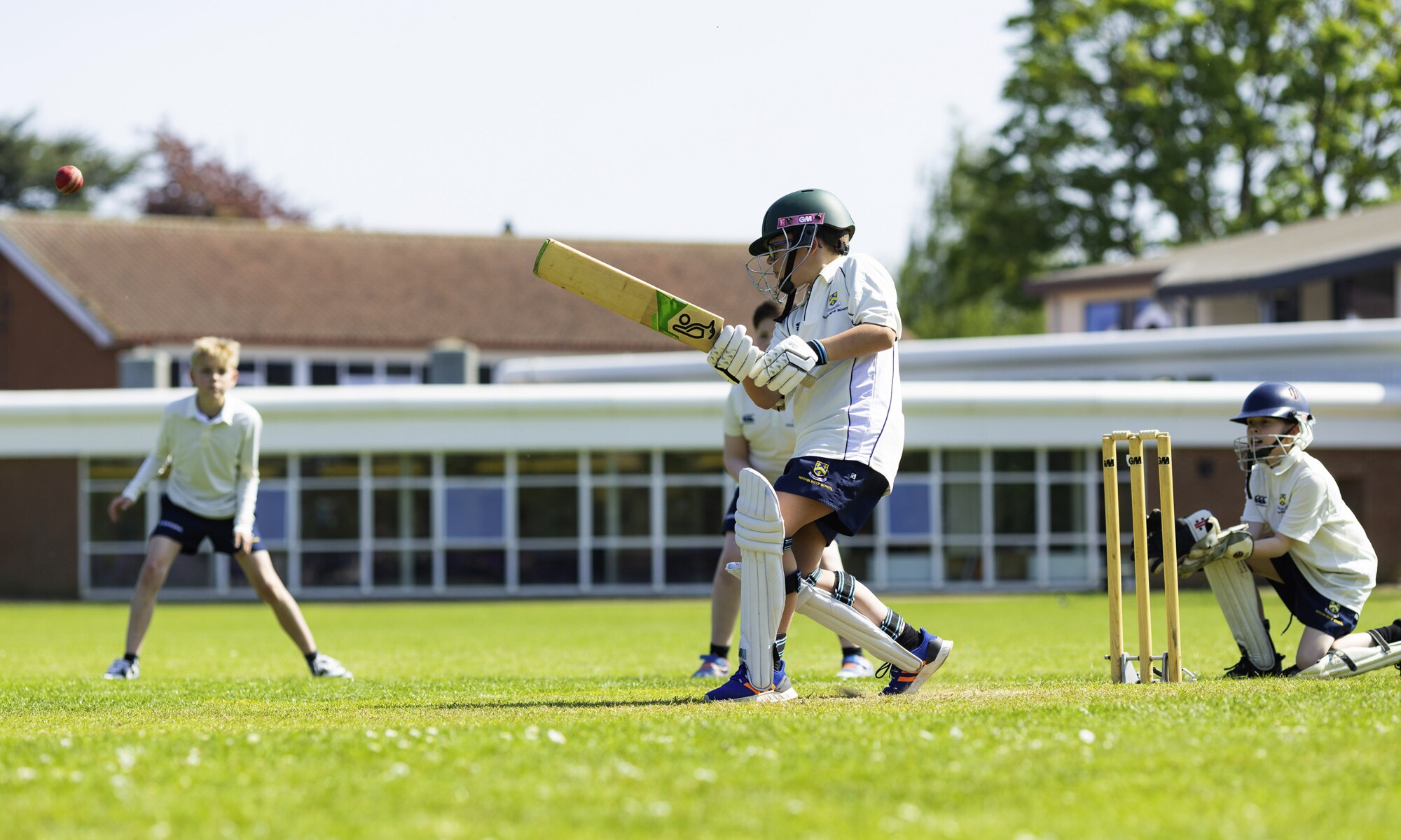 Hitchin Boys' School pupils playing cricket