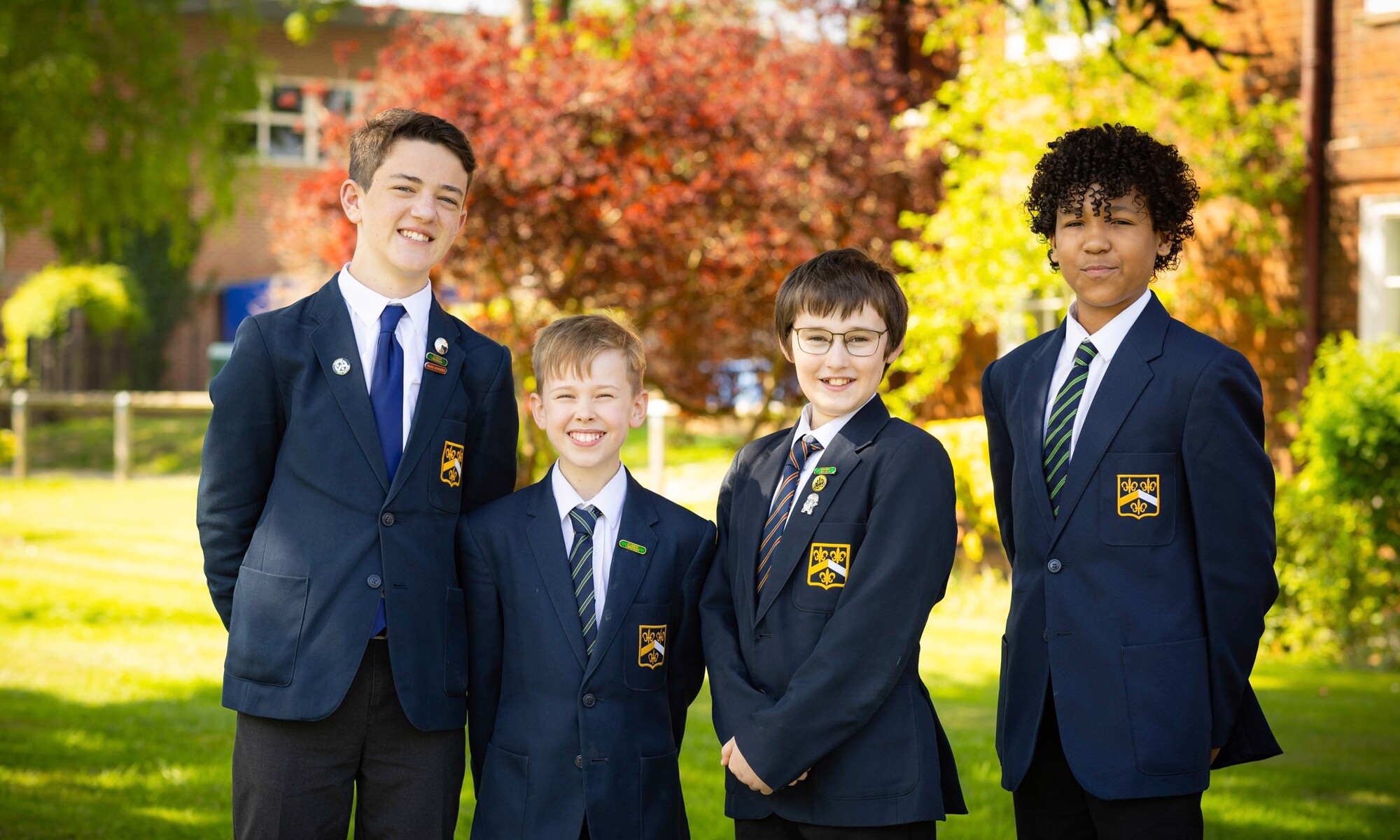 Hitchin Boys' School pupils on the school grounds