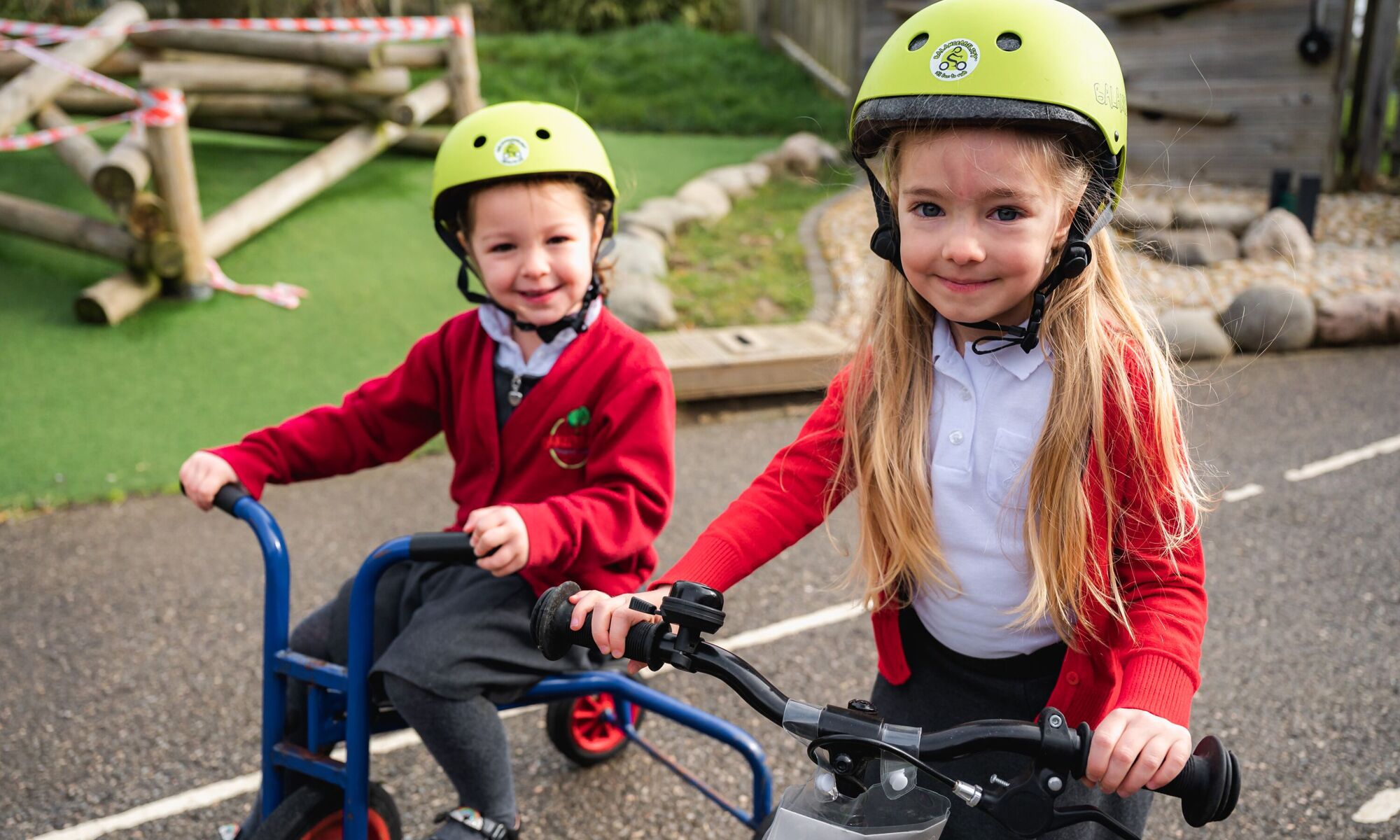 Oakley vale students on trikes