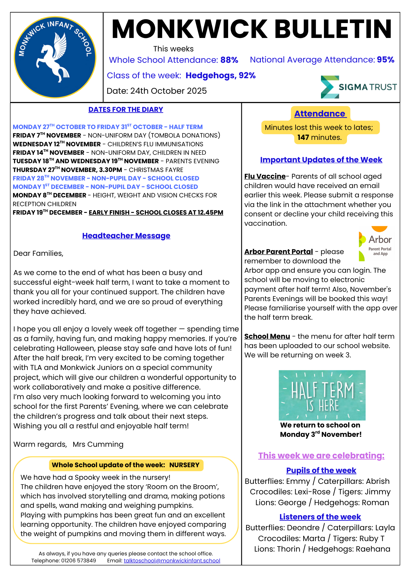 Monkwick bulletin 24102025