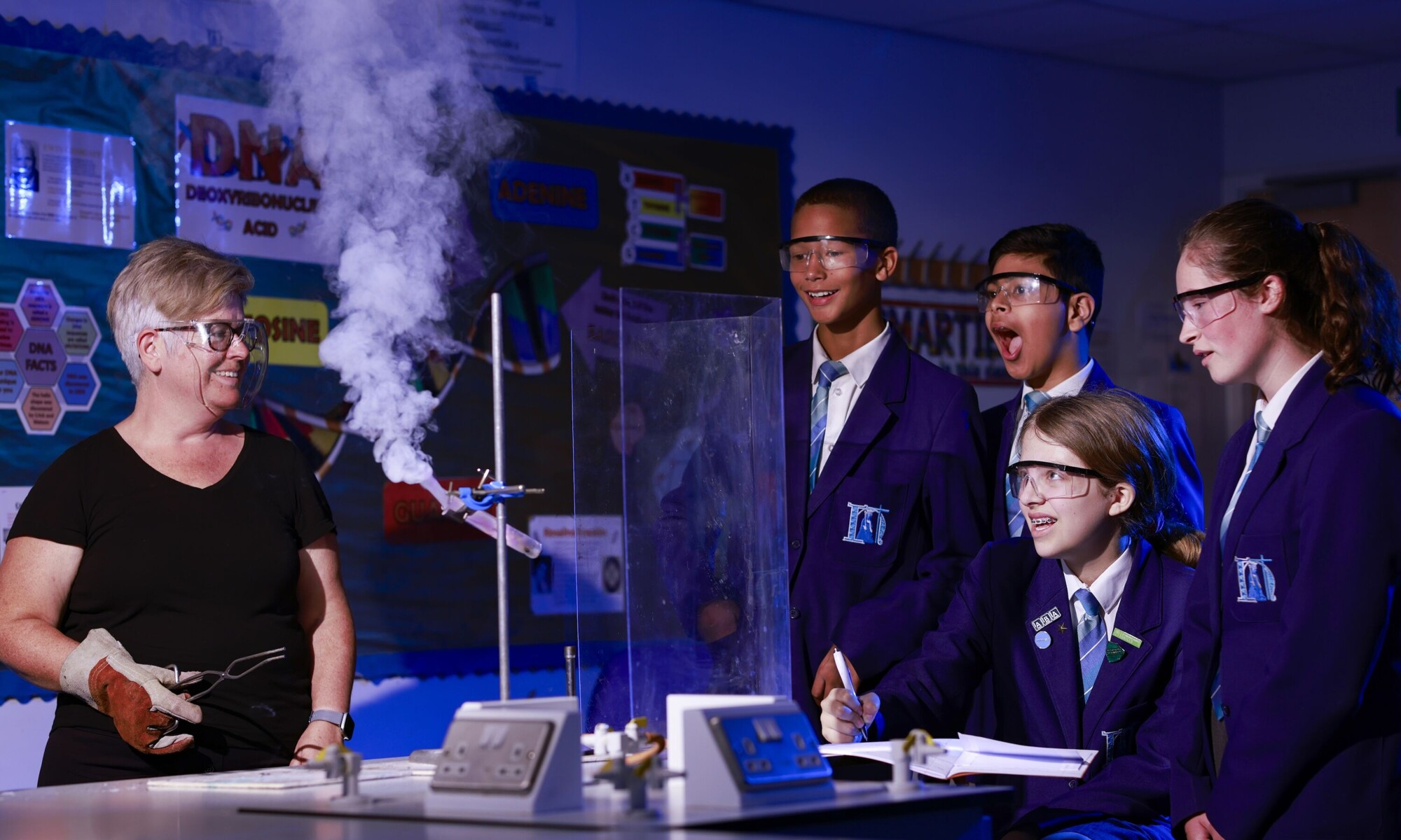 St Helena pupils doing science experiment