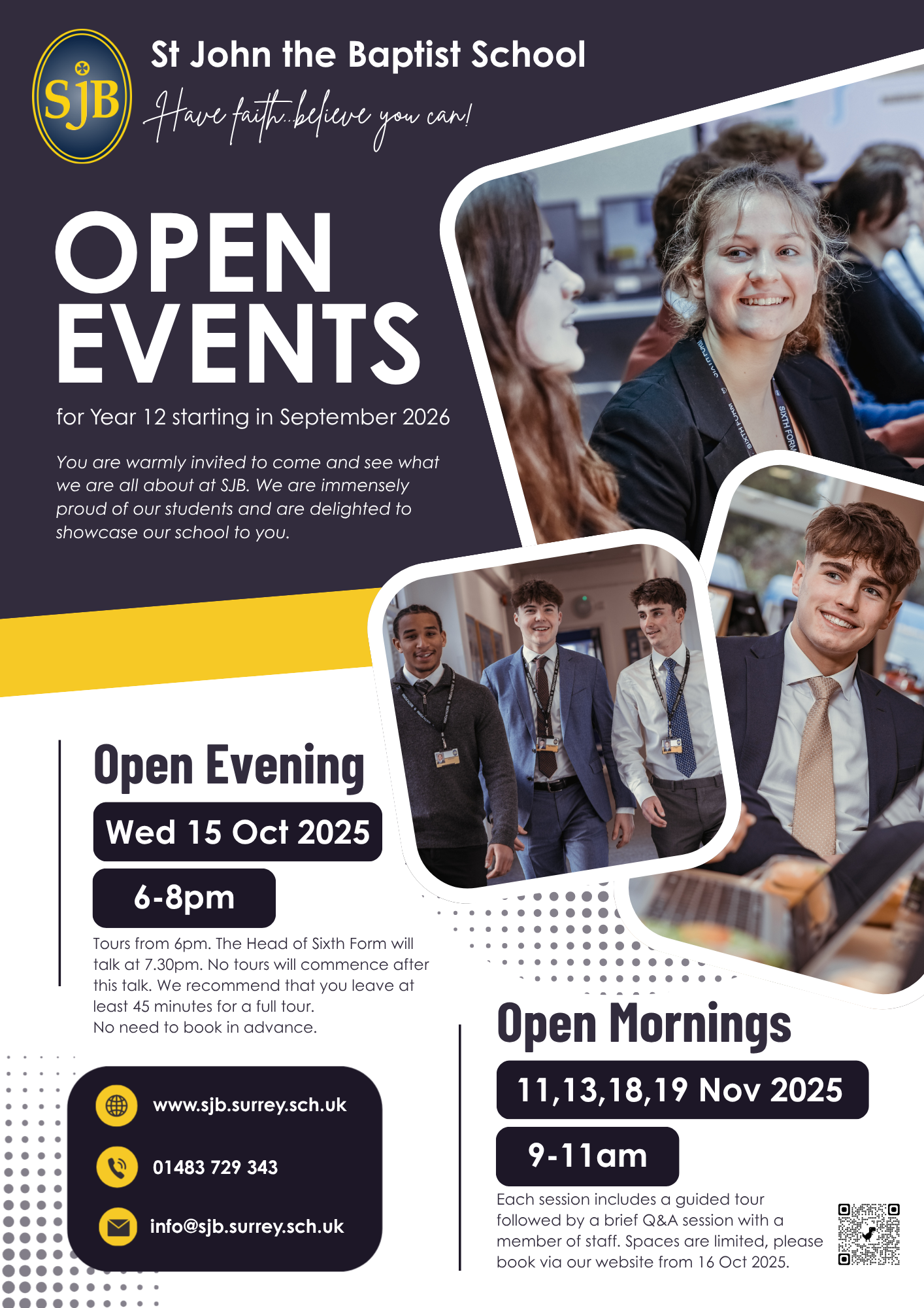 Sixth Form Open Events Flyer