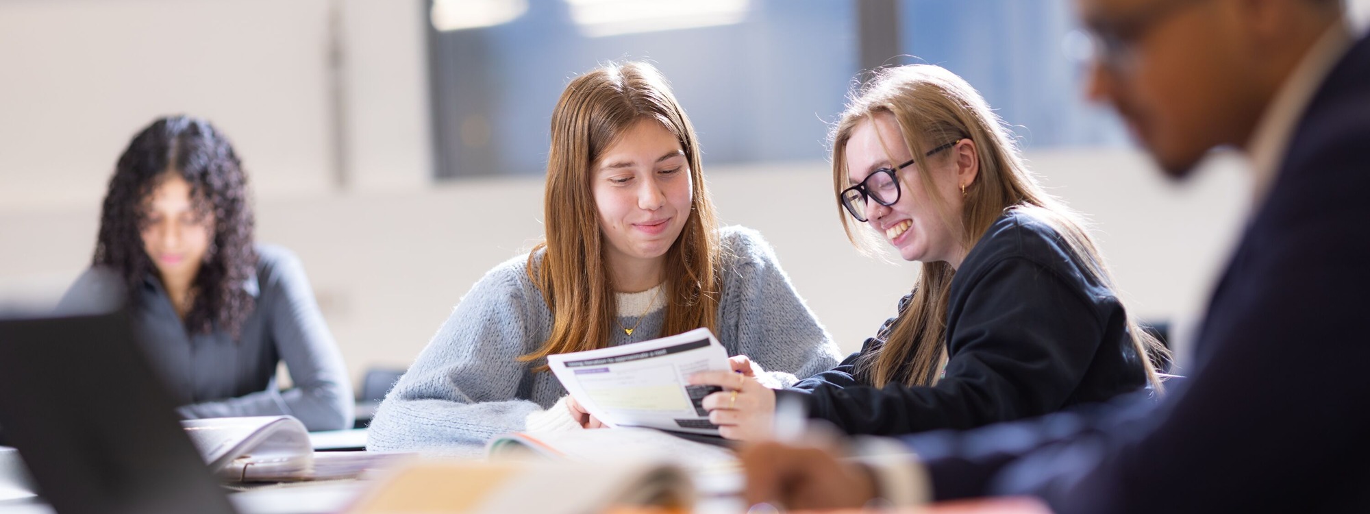 Skinners Academy Hackney sixth form students in discussion