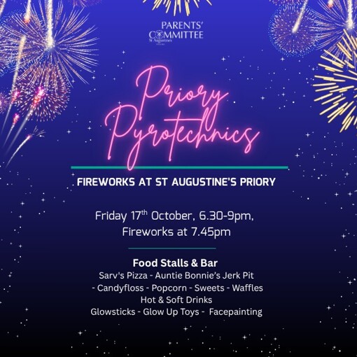 Priory Pyrotechnics Friday 17th October 6.30pm Image